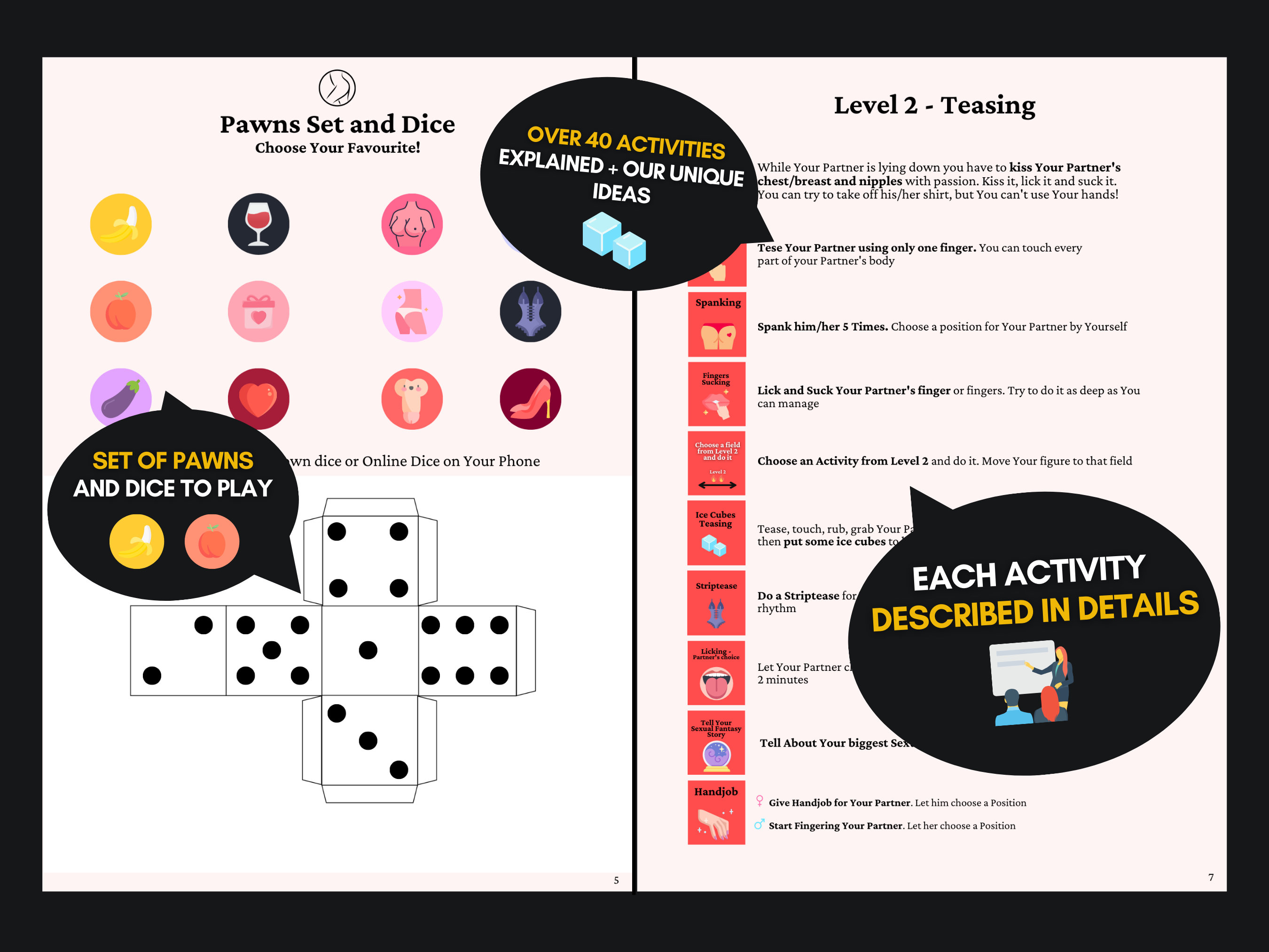 Adult Sex Board Game with Over 40 Activities and Sex Positions. Printable Naughty Couples Game. Sexy Anniversary Gift for Wife and Husband.