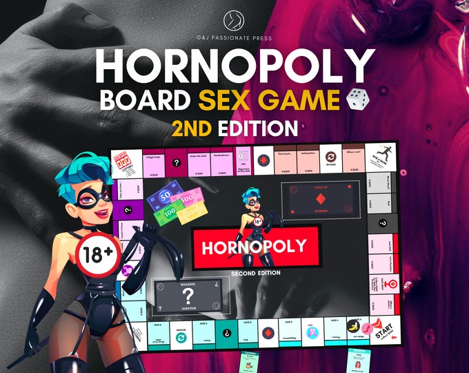 Hornopoly 2 - Printable Board Sex Game for Naughty Couple. Kinky and BDSM Activities and Sex Positions. Sexy Gift for Anniversary for Him.