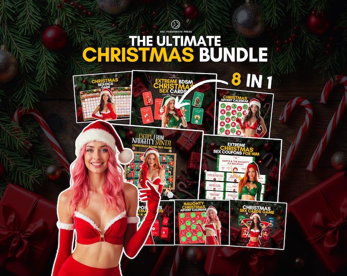 Christmas Games Bundle - 8 in 1 Pack. Dice and Sex Card Games, Board Game, Sexy Advent Calendar & Naughty Positions - Christmas Gift for Him