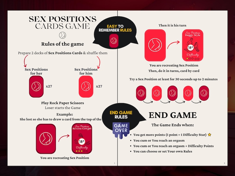 Position Card Examples Sex Positions Cards Game With 60+ Sex Positions. Naughty Date Night ...