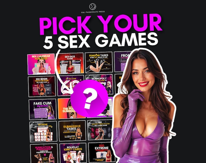 5 Sex Games in 1 Pack. Choose from Date Night Games, Naughty Submissive Tasks, Femdom Ideas, Sex BDSM Board Game. Sex Gift for Anniversary.