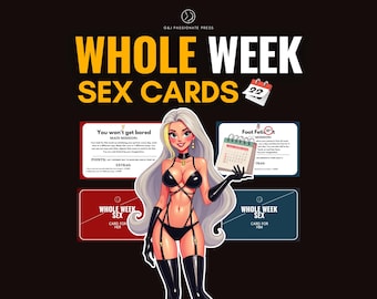 Naughty Sex Game for Couples. Printable Sex Game Cards with Kinky, BDSM & Sexy Tasks for Week. Spicy Date Night Gift for Husband and Wife.