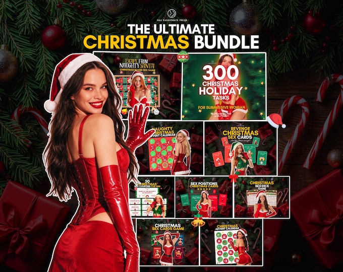Christmas Games Bundle - 9 in 1 Pack. Dice and Sex Card Games, Board Game, Sexy Advent Calendar & Naughty Positions - Christmas Gift for Him