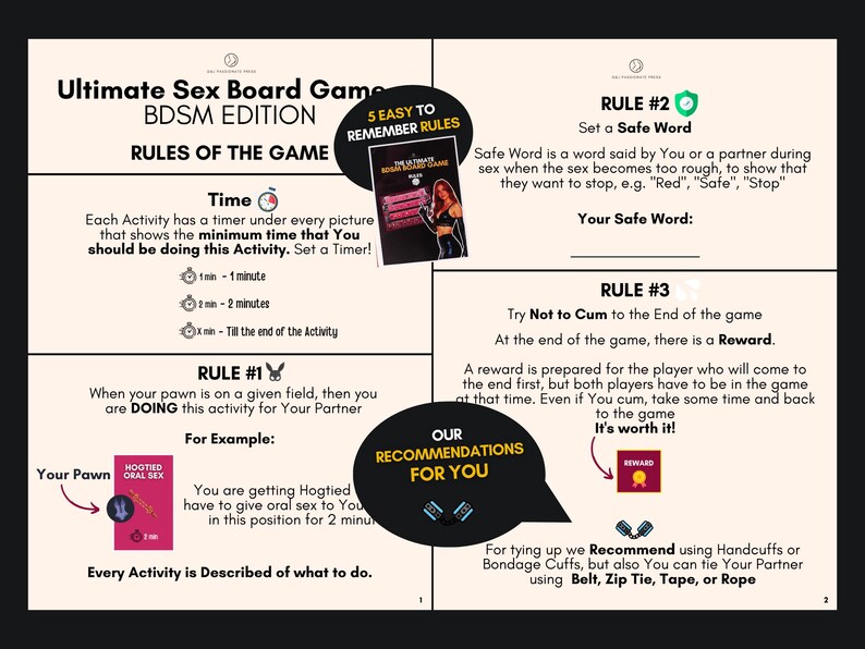 BDSM Board Sex Game for Couples. Kinky Activities and Challenges. Sexy Gift for Husband and Wife. Naughty Switch Couple. image 5