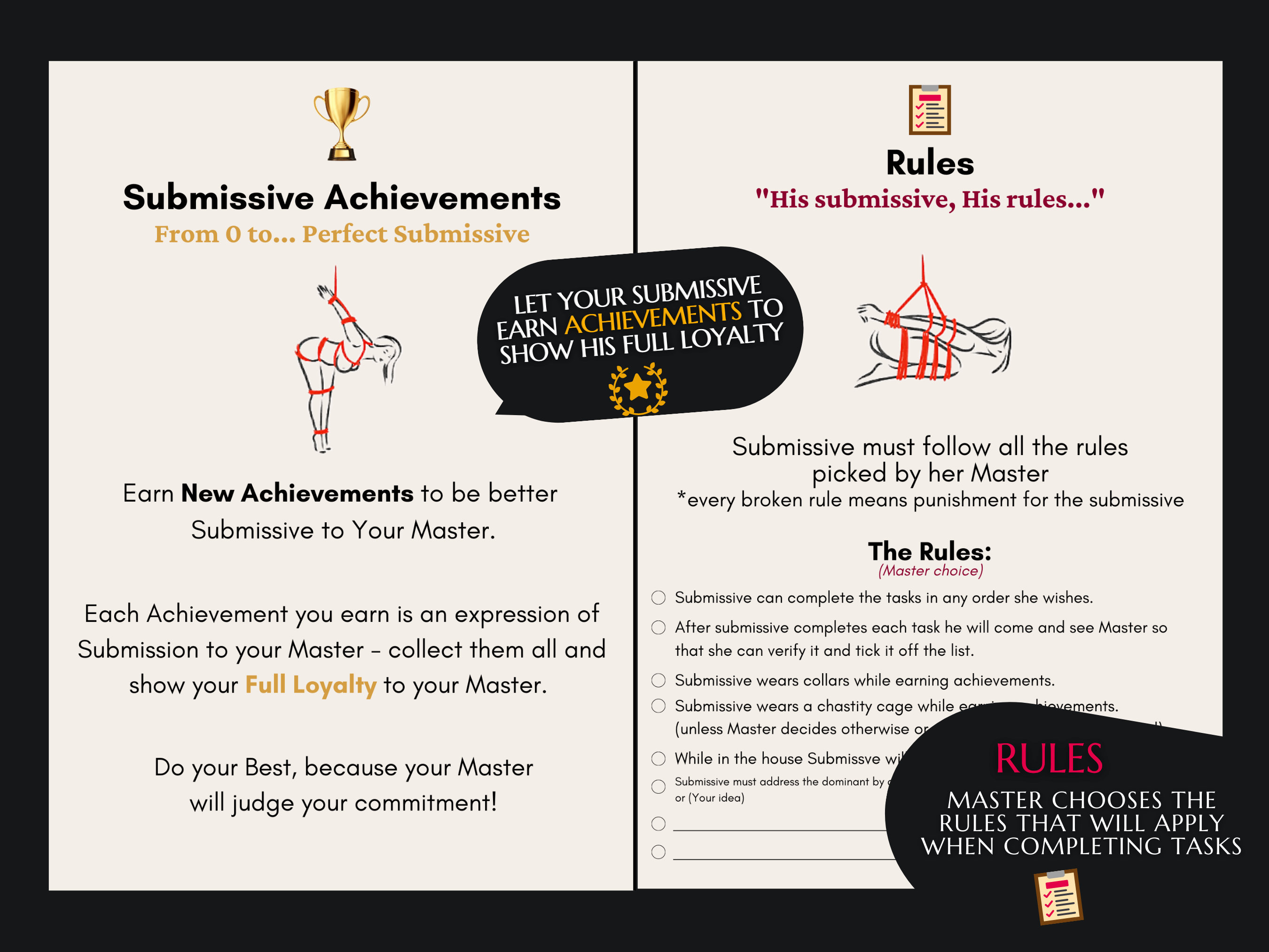 From 0 to Perfect Submissive Woman Tasks and Achievements - Etsy Canada