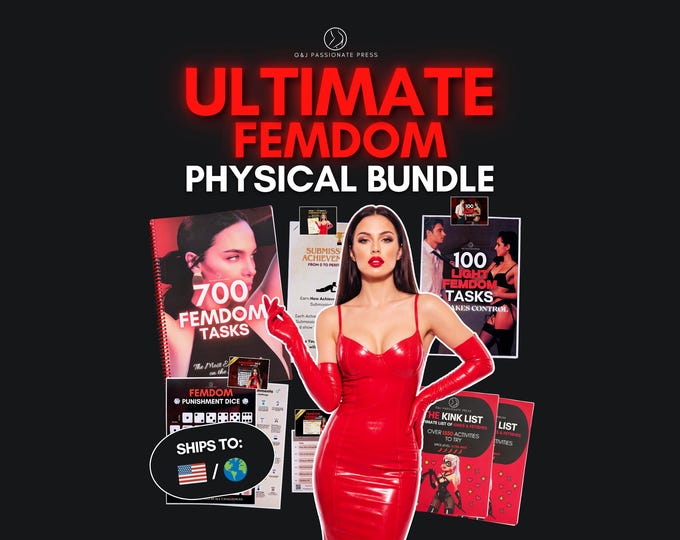 Femdom Bundle - Physical 7 Sex Games & Femdom Tasks for Submissive Man and Mistress. Foot Fetish, BDSM Ideas. Naughty Gift for Sub Husband.
