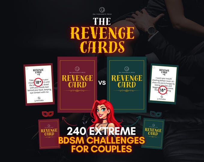 REVENGE CARDS - 240 BDSM Extreme Challenges for Kinky Switch Couples. Submissive Woman and Femdom Task Ideas. Naughty Sex Game for Him & Her