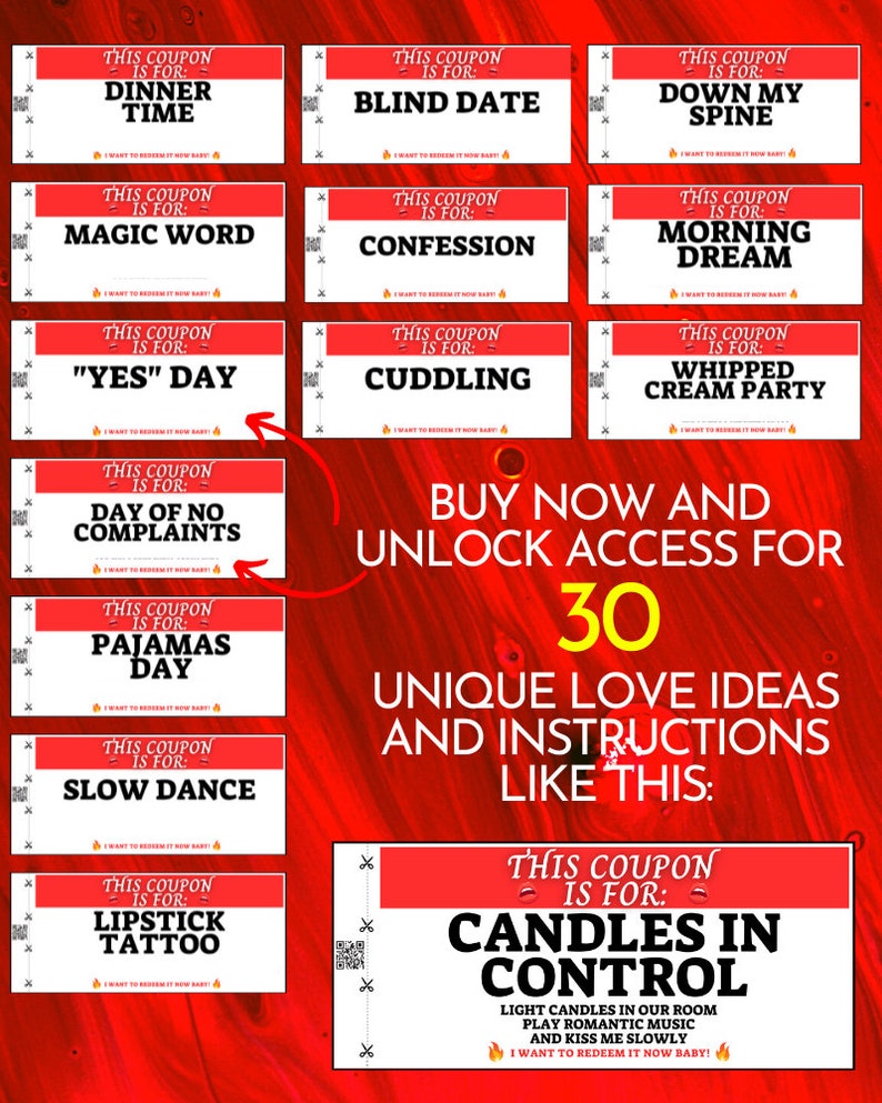 Love Coupons for Him. Printable Sexy and Naughty Coupons for Gift. Foreplay Game for Couples ...