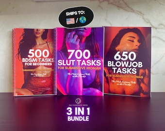 700 Submissive Woman Tasks, 650 Blowjob Ideas, 500 BDSM Challenges for Beginners - Books with Sex Tasks for Couples. Gift for Sub Wife.