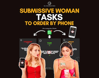 Submissive Woman Tasks to Order by Phone - 100 Cards with BDSM Sex Ideas, Sub Tasks, Pet Play, DDLG, Humiliation. Sexy Gift for Him and Her!