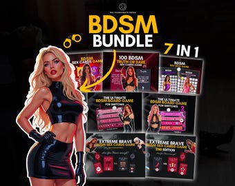 BDSM Bundle - 7 Sex Games in 1 Pack. Dice and Extreme Submissive Cards, Kinky Games, Sexy BDSM Board Games. Naughty Gift for Her or Him.