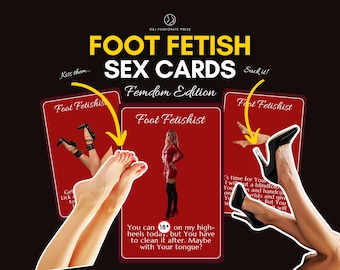 Femdom Foot Fetish Cards - 50 Sexy & Naughty Ideas to Explore Foot Fetish. Printable Kinky Gift for Him. Sex Game for Couples. Foot Worship.