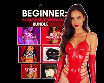 Submissive Woman Bundle for Beginners. 2000+ Kinky, Sexy & BDSM Sex Tasks Ideas for Couples. Blowjob, Bondage and Tease. Gift for Sub Wife.