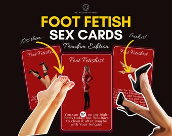 Femdom Foot Fetish Cards - 50 Sexy & Naughty Ideas to Explore Foot Fetish. Printable Kinky Gift for Him. Sex Game for Couples. Foot Worship.