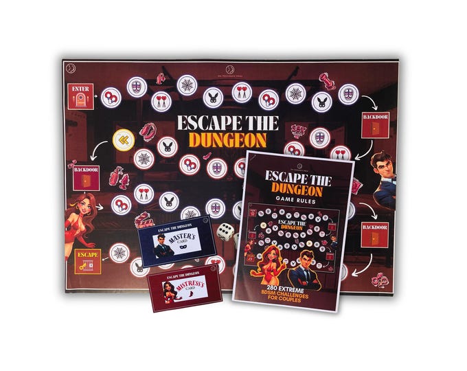 Escape DUNGEON. 280 Extreme Challenges for Kinky Switch Couples. BDSM Board Game. Submissive Woman and Femdom Task Ideas. Naughty Sex Game.