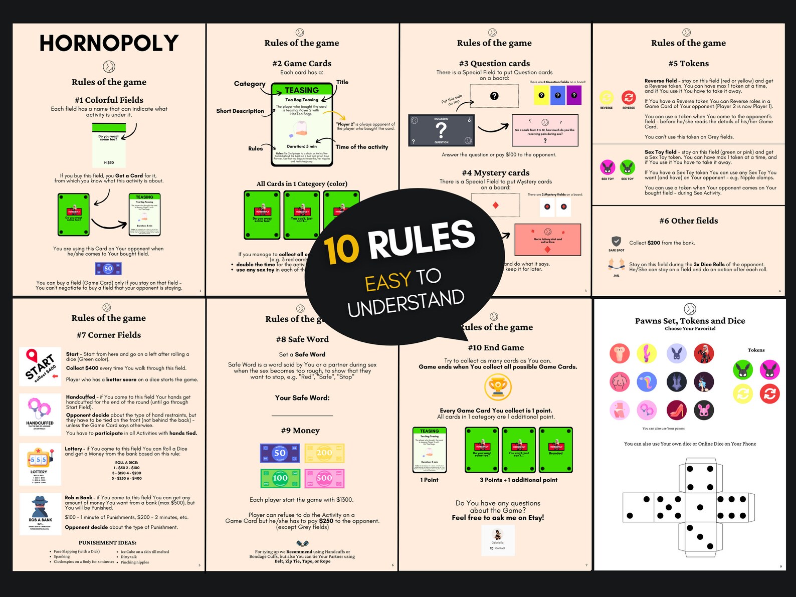 Hornopoly Printable Board Sex Game for Naughty Couples. Kinky and BDSM ...
