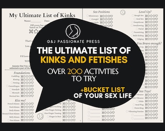 Ultimate Kink List with Fetishes and Over 200 Sex Activities to Try. Unique Sex Bucket List with Sex Positions. BDSM Sex. Naughty Kinky Gift
