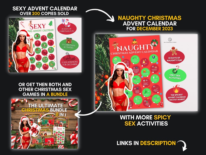 Sexy Advent Calendar for Christmas. Printable Naughty Christmas Gift