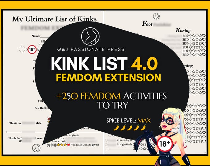 Kink List 4.0 - Femdom Extension. Over 250 Femdom Sex Activities, Fetishes & Kinks to Try. Sex Bucket List - Sissy, Foot Fetish, BDSM, More!
