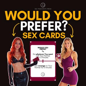Cartes de jeux sexuels - Préférez-vous. Cadeau d'anniversaire sexy pour elle et lui. Cadeau d'anniversaire coquin pour mari et femme. Défis sexuels coquins.