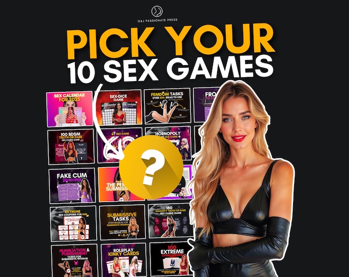 10 Sex Games in 1 Pack. Choose from Kinky Sex Games, Naughty Femdom Ideas. Submissive Tasks, BDSM Board Game. Sexy Gift Anniversary for Him.