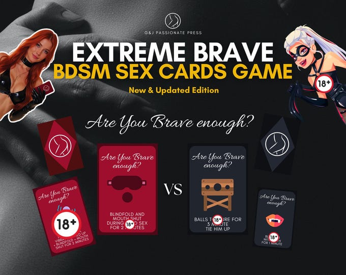 Extreme Brave BDSM Sex Cards. Printable Naughty Couples Game with Over 60 Kinky Activities and Sex Positions. Date Night Valentines Day Gift