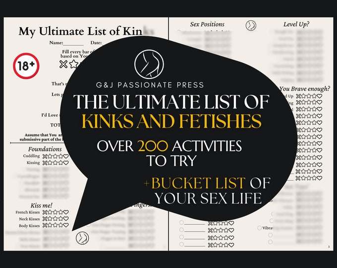 Ultimate Kink List with Fetishes and Over 200 Sex Activities to Try. Unique Sex Bucket List with Sex Positions. BDSM Sex. Naughty Kinky Gift