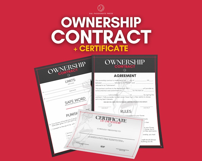 BDSM Ownership Contract and Certificate for Master and Submissive Woman.