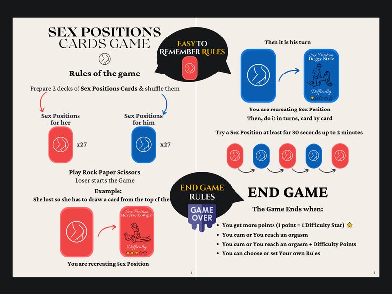 Sex Position Cards Game Printable Sexy And Naughty Couples Etsy 