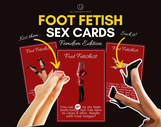 Femdom Foot Fetish Cards - 50 Sexy & Naughty Ideas to Explore Foot Fetish. Printable Kinky Gift for Him. Sex Game for Couples. Foot Worship.