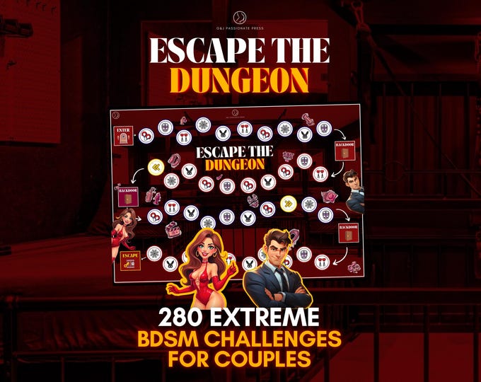 Escape DUNGEON - BDSM Board Game. 280 Extreme Challenges for Kinky Switch Couples. Submissive Woman and Femdom Task Ideas. Naughty Sex Game.