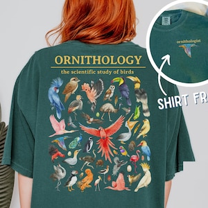 Ornithology Birds of the World Comfort Colors Tee Shirt  // birder gift, zoo keeper gift, birding, bird nerd, bird watcher, ornithologist