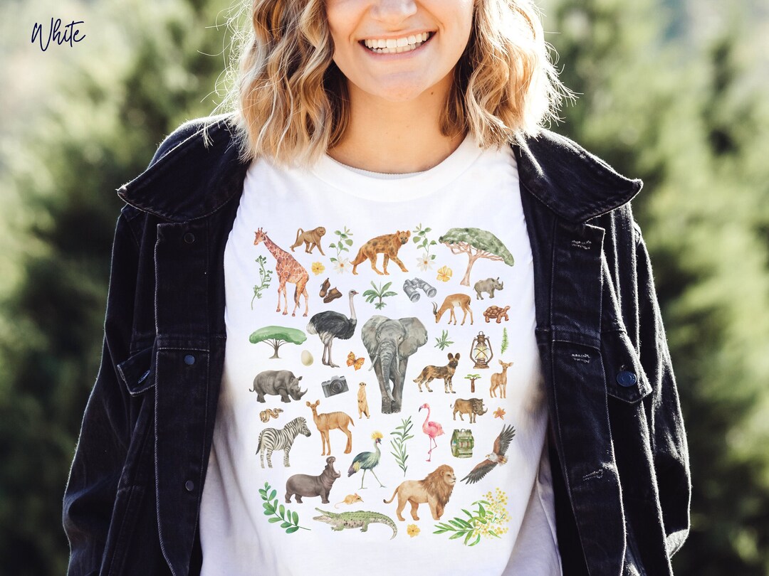 African Safari Wildlife Tee Shirt // Safari Shirt Etsy