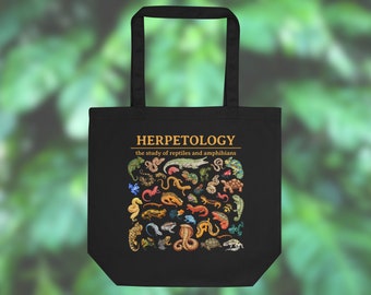 Herpetology Reptile Amphibian Tote Bag // reptiel minnaar cadeau, herpetoloog mok, zoölogie, reptiel huisdier, reptiel houder, reptiel huisdier eigenaar