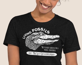 Crocodile Living Fossils Tee Shirt // crocodile tee, environmental tee, endangered species, crocodile lover gift, reptile keeper
