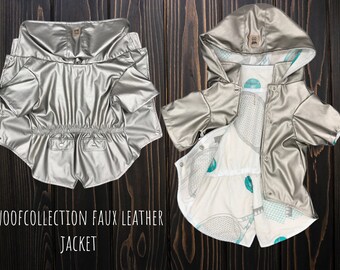 Silver Faux Leather Dog Jacket | Spring| Autumn Jacket|Exclusive Dog Clothes