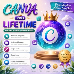 Canva Pro Templates, Lifetime Access, Private Account, Instant Digital Download