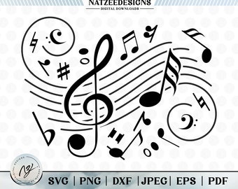 Music Notes SVG, Clipart Musician Cut Files (Digital Download)