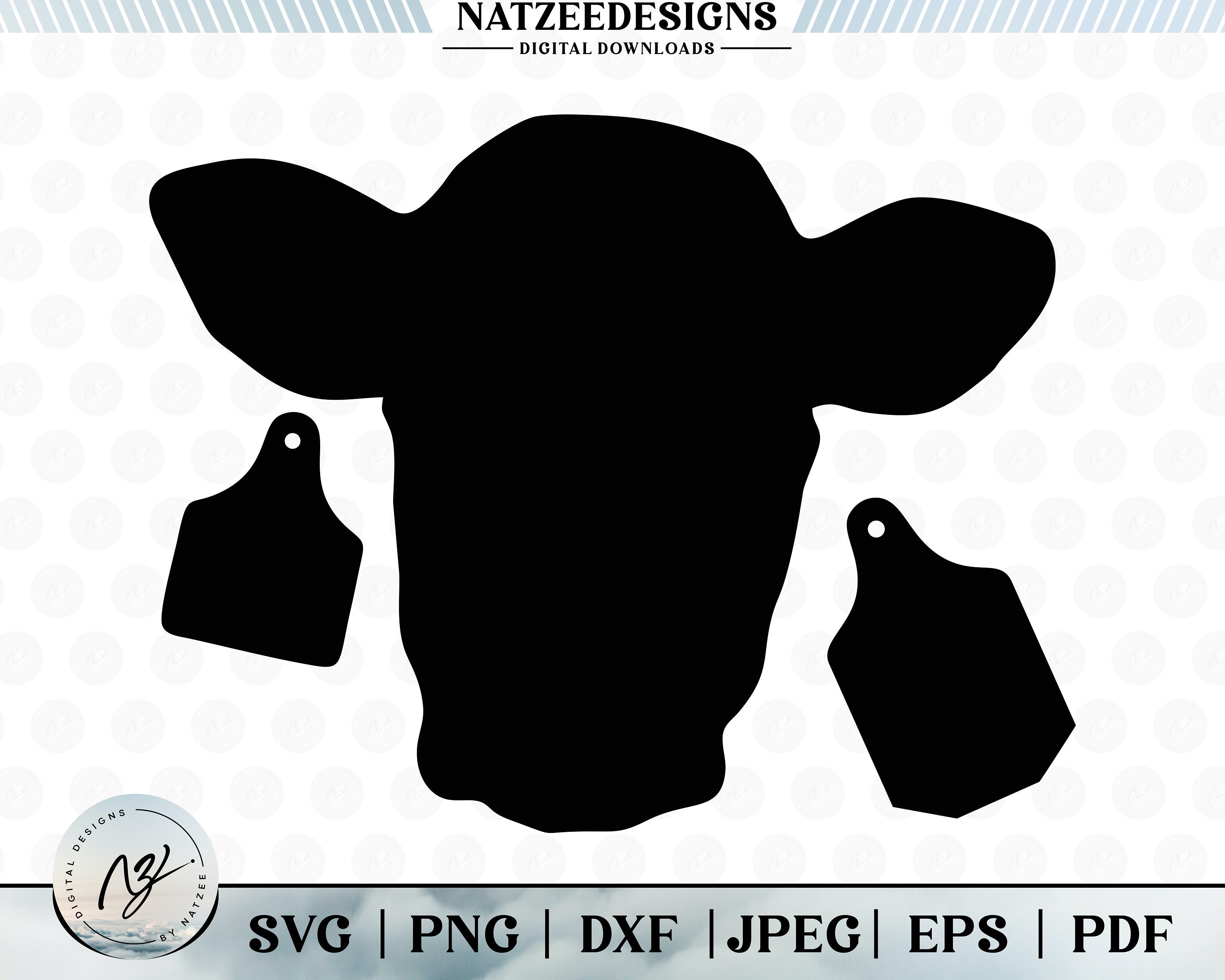 Cow Ear Tag, Cattle Ear Tag Svg, Cow Tag Silhouette SVG, Cow Tag Cut