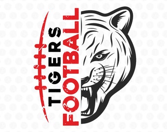 Tigers Football Svg, Tigers Face Svg, Black Tigers Mascot, Cricut Svg Files, Design, Digital Clipart Svg, Eps, Png, Instant Download File