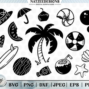 Beach SVG Bundle, Cut files for Cricut. Clip Art (eps, svg, pdf, png, dxf, jpeg)
