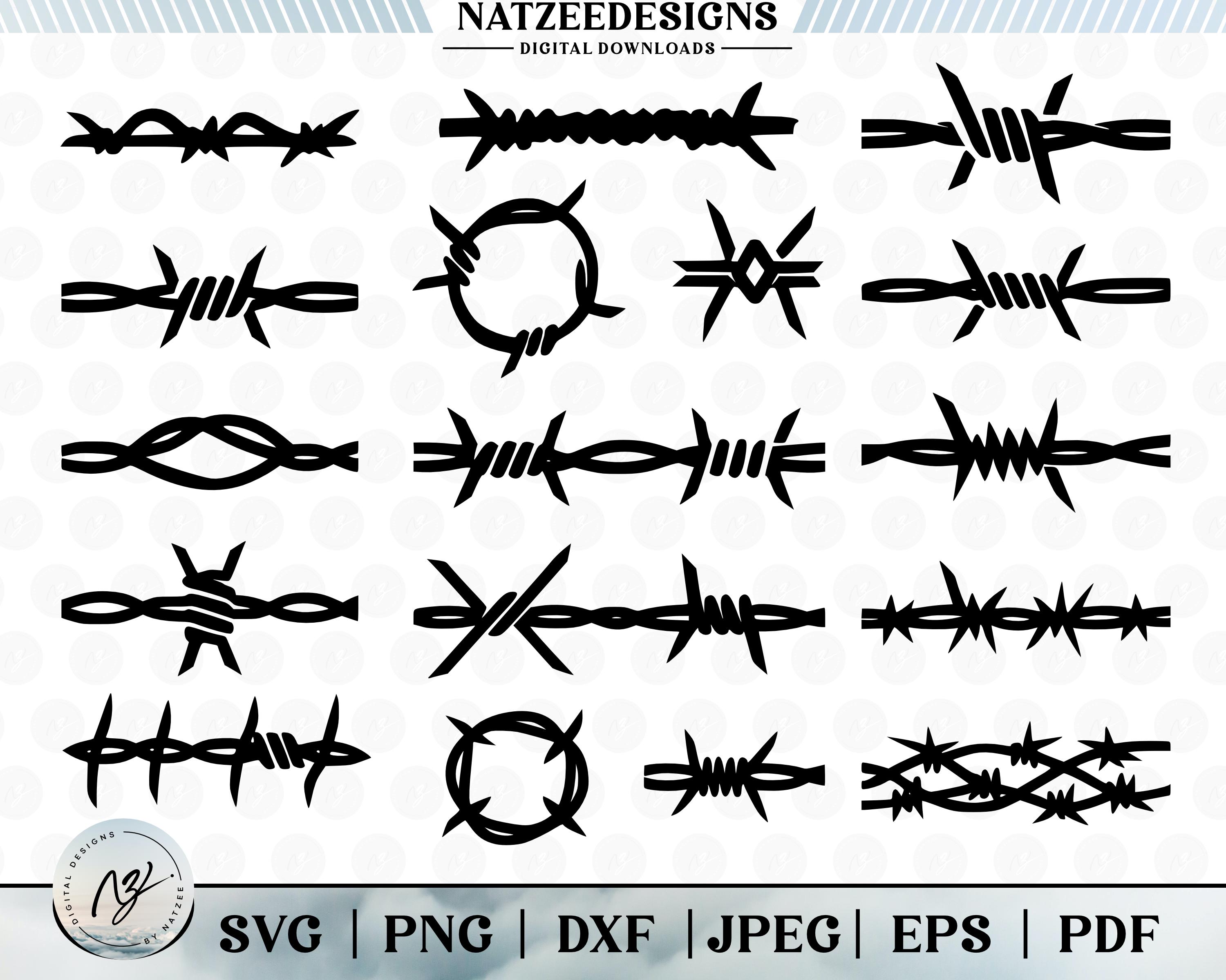 Barbed Wire SVG Bundle | 15 Unique Silhouette Designs (digital Download ...