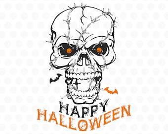 Skull Halloween Svg, Unique Skull Design, Happy Halloween, Vector File For Cricut, Svg, Png, Eps Files, Digital Download