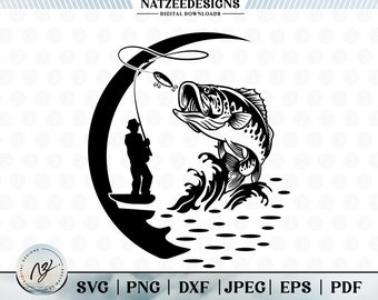 Fishing svg, Fish svg, Bass fishing svg, Fishing hook svg, Fathers day svg, Cut File Cricut, Cliparts, eps,png,jpg,pdf,dxf