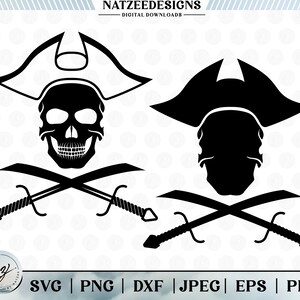 Pirate skull Svg, Jolly roger Svg, Clip Art Silhouettes, Cut files for Cricut, eps, svg, pdf, png, jpeg, Digital Download File