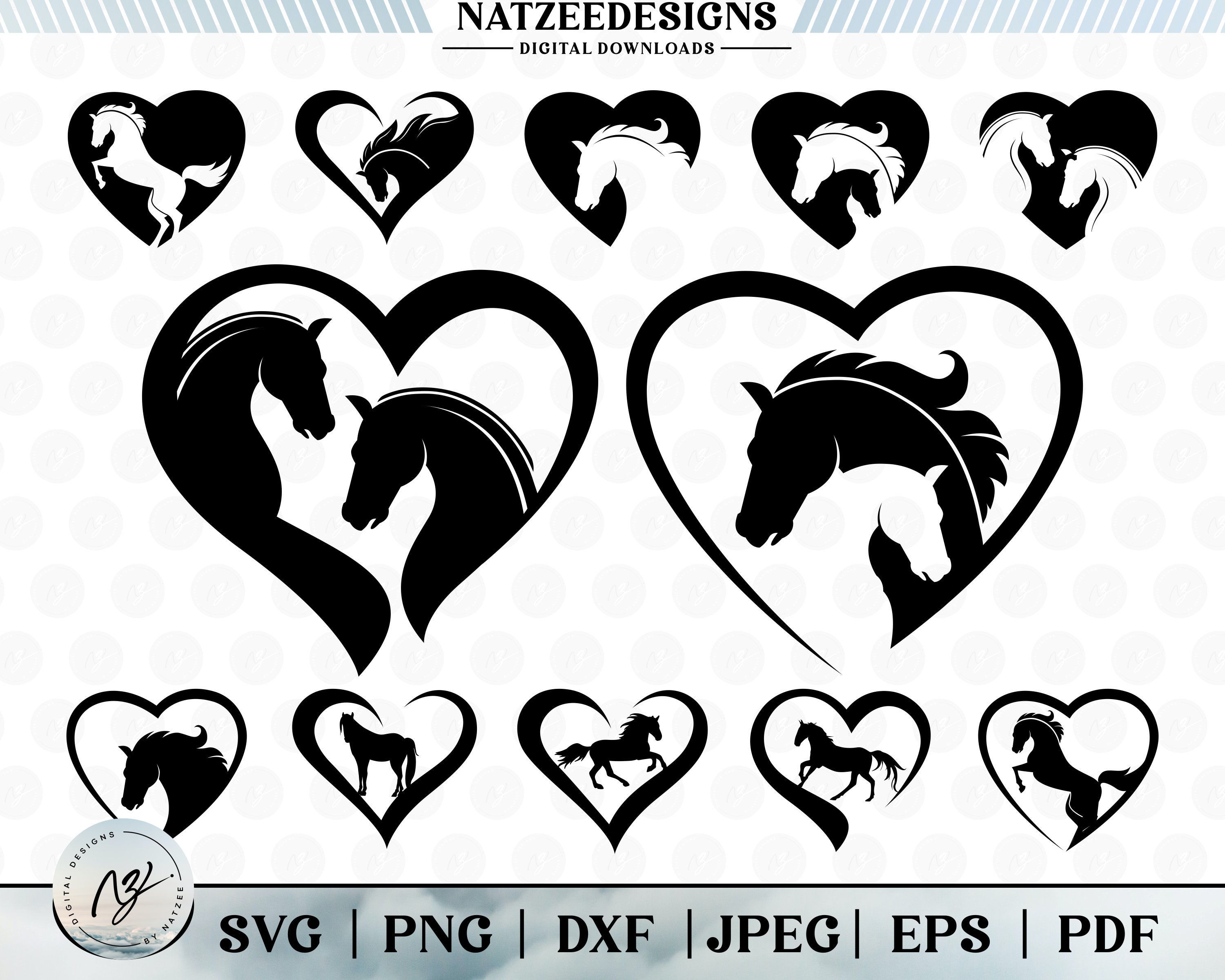 Horse heart SVG, Horse Monogram Cut File. Horse Name Frame SVG, Horse love svg, (eps, svg, pdf, png, dxf, jpeg)