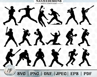 Baseball Spieler Silhouette SVG Bundle | Sport Clip Art (Digitaler Download)