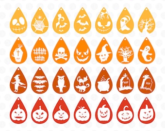 Halloween Earrings SVG, Halloween Jewelry Svg, Faux Leather Earrings SVG, Digital Glowforge, Clipart, Svg, Eps, Png, Pdf Instant Download