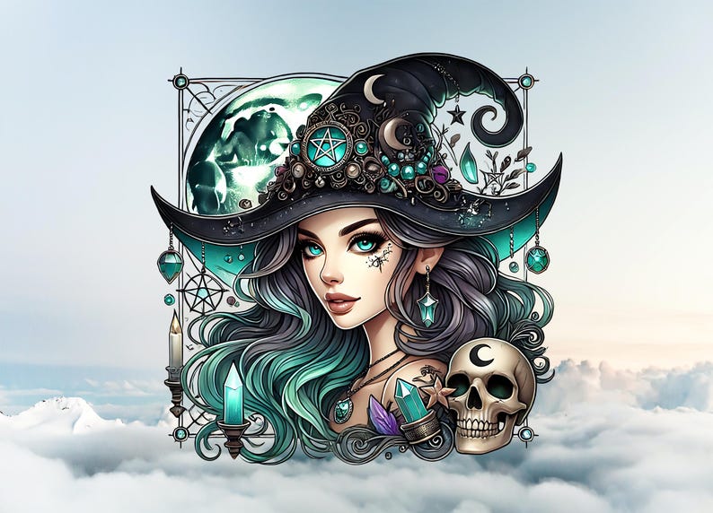 Cute Halloween Dress Girl With Skull, Halloween Clipart, Sticker Png