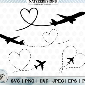 Airplane SVG File, Airplane Heart Svg, Travel Svg, Vacation Svg, Love Airplane Svg, Travel Svg, Love Travel, Vacation Trip, SVG Cut File